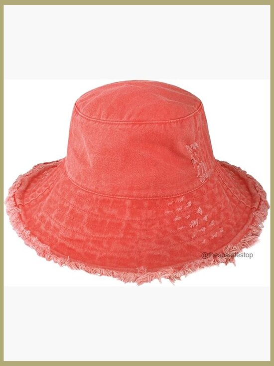 Frayed Cotton Bucket Hat with Wide Brim for Summer Outdoor Protection main image 6